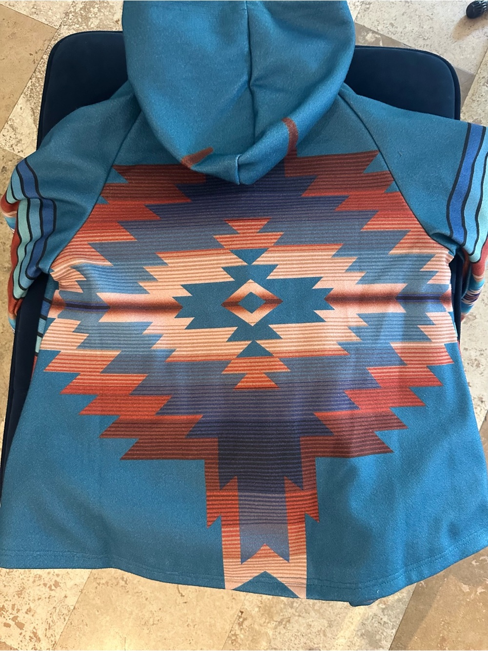Turquoise Aztec Pattern Toggle Jacket - Picture 13 of 13